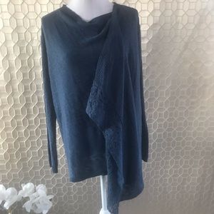 Pink Republic Blue Open Front Cardigan Lace Trim M